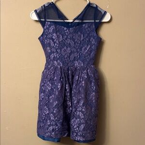 Charming Navy Lace Kids Dress